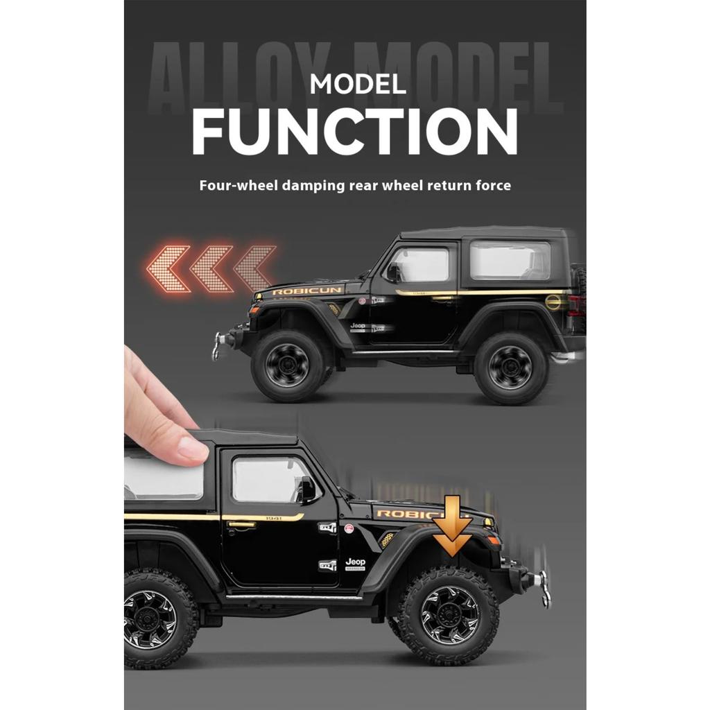 1/24 Jeep Dual-form Alloy Model, Cool Sound and Light, Four-wheel Shock Absorption, Exquisite Desktop Ornaments