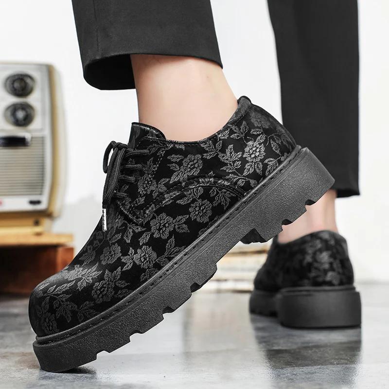 Men Casual Shoes Lace Up British Style Oxfords Print Design High Quality Derby Shoe Fashion Comfortable Outdoor Shoes Male 39-44