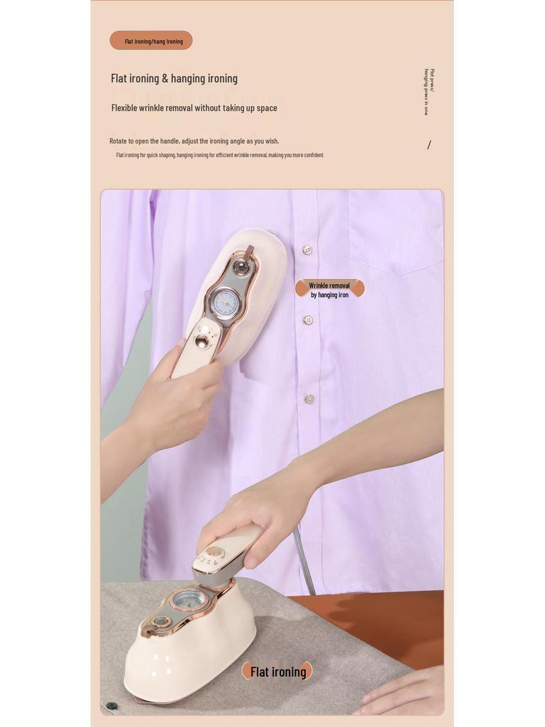 Portable High-Power Handheld Electric Iron with Large Steam Display for Garment Care