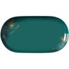 Set of 2 Peacock Green Oval Ceramic Fish Plates - Luxury Sushi and Dishware Set