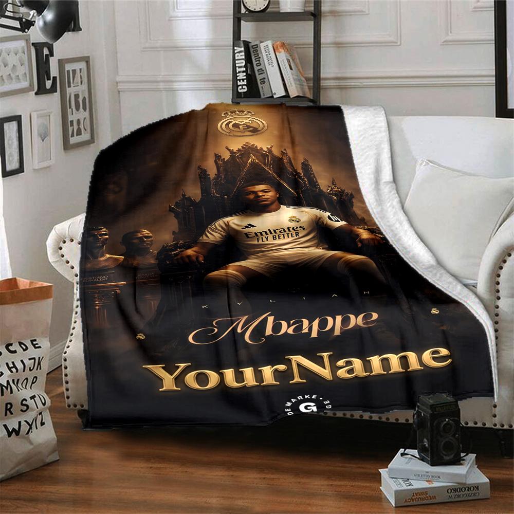Mbappe Personalized Text Blanket Cozy Personalized Blanket Comfortable Suitable for Couch Living Room Office Chair Home Decor Ideal for All Seasons