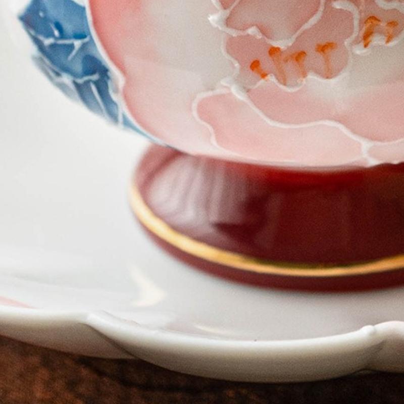 Hand-painted Piled Peony Coaster Ceramic Insulation Pad Household Chinese Kung Fu Tea Set Tea Ceremony Accessories Cups Holder