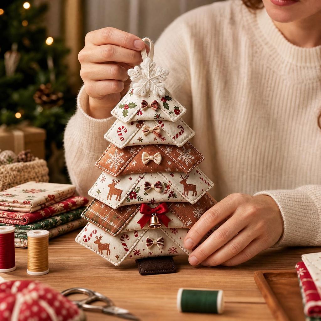 Christmas Tree Patchwork Quilting Kit - DIY Sewing Fabric Material Set for Holiday Decor