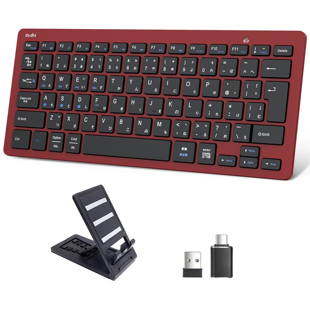 EWiN Wireless Keyboard, Bluetooth and USB Compatible, JIS Japanese Layout, Compact, Compatible with Windows, Mac, iOS, Android, iPad, iPhone, Tablet,