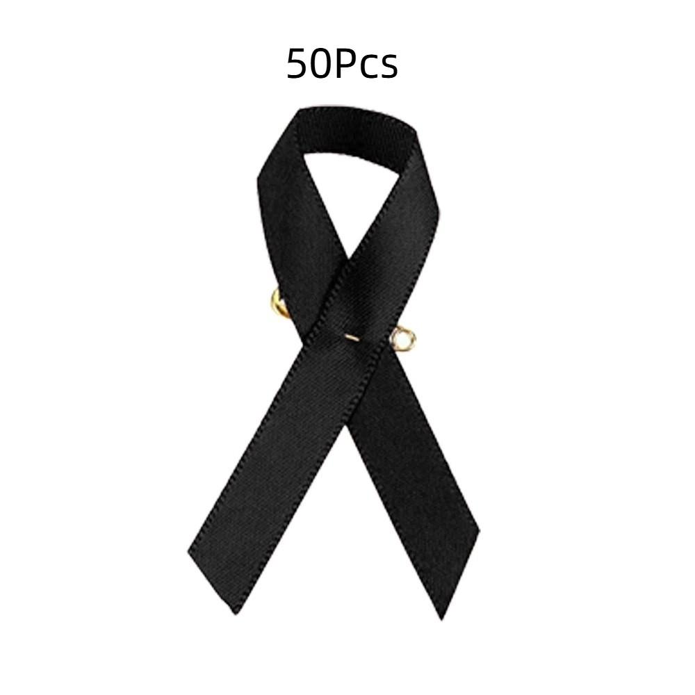 

50pcs Awareness Funerals Memorial Pin Skin Cancer Mourning Badge Brooch Black Ribbon Pin Funeral 50PCS