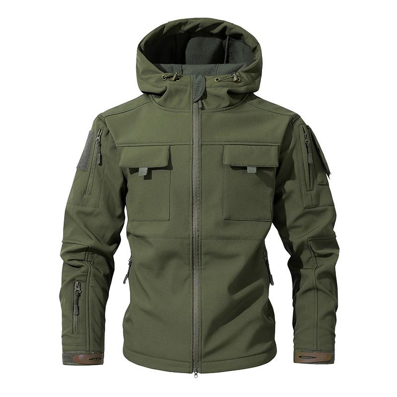 Men s Windproof Waterproof Winter Fleece Jacket - Cross-border Special Edition XXXL армия зеленый