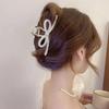 Women Hair Grip Bow Shape Shiny Rhienstone Hollow Out Strong Claw Anti-slip Hair Organization Decoration Exquisite Lady Hair Clamp Hair Claw