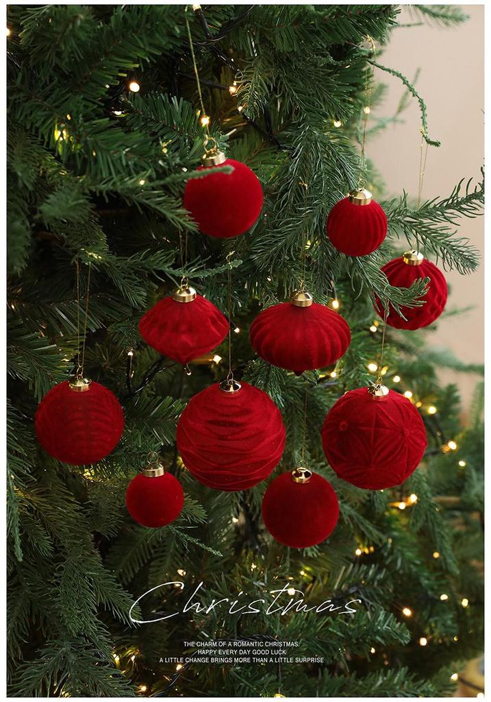Irregular Shape Flocked Christmas Ball Ornaments - Holiday Tree Decoration Set