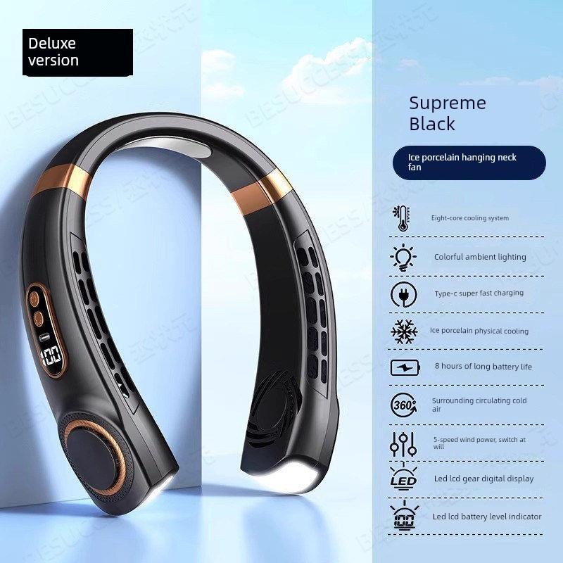 2026 New Model Neck-Hanging Fan, Cooling, Small and Portable, Ultra-Long Battery Life, Silent Electric Fan, Outdoor Wearable Ice Fan