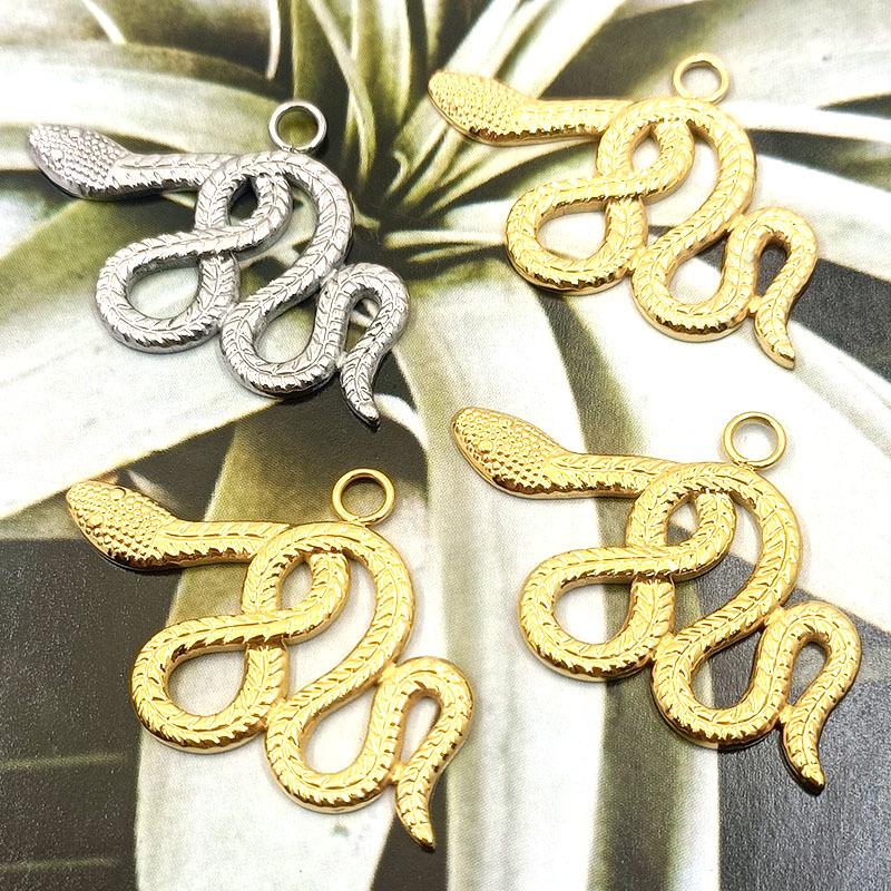 Gold-Plated Titanium Steel Snake Pendant Necklace - Zodiac Snake Jewelry Accessory