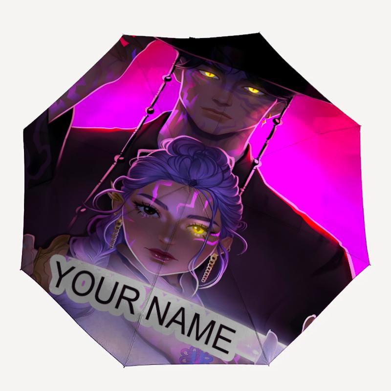 Personalized Name K-KPop Demon Hunters Print Umbrella - Automatic Open/Close, Eight-Rib Durable Frame, Automatic Folding Umbrella