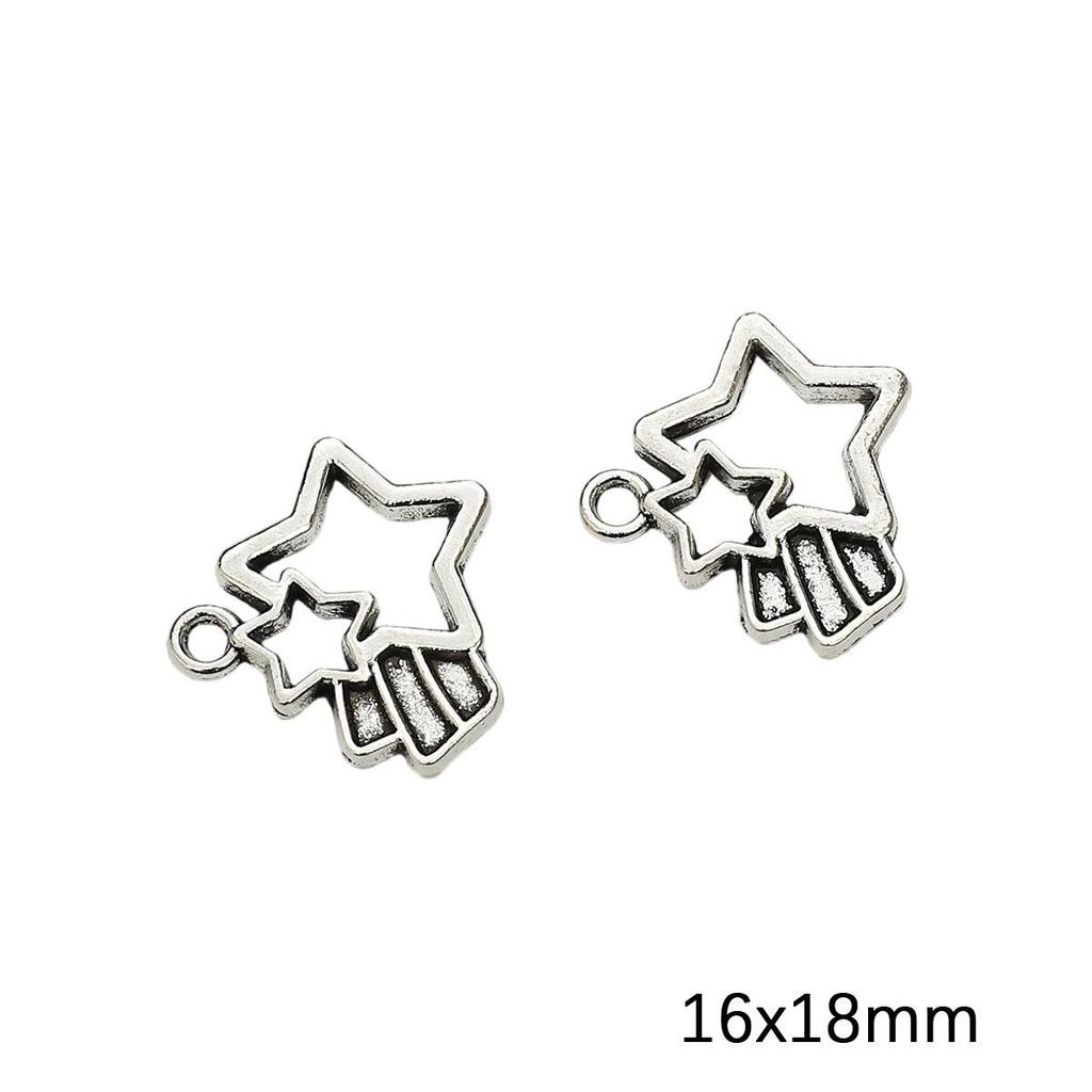 Antique Silver Moon Pentagram Pendant for DIY Jewelry Making