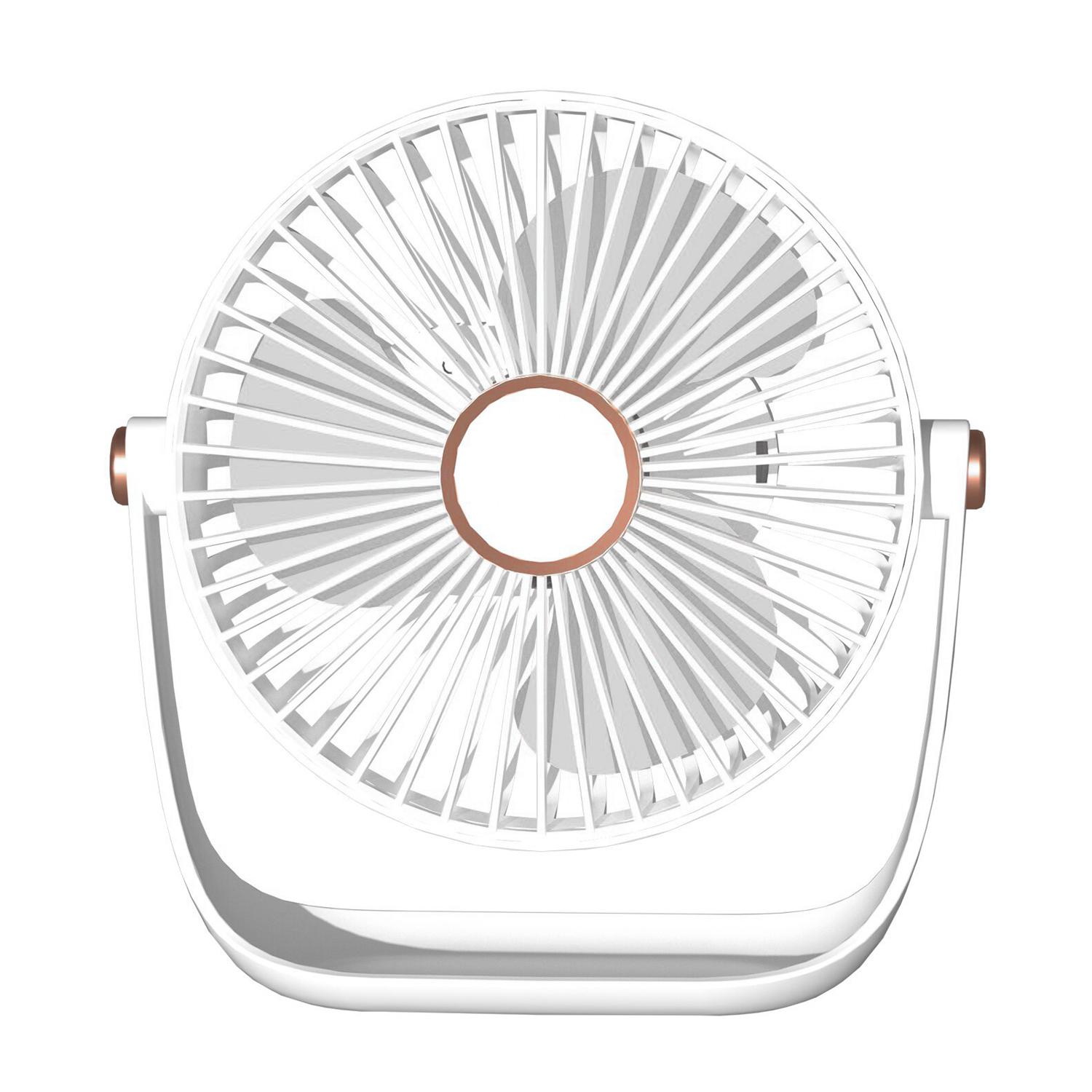 

6 Inch Portable Table Fan USB Rechargeable Quiet Three Blades Desk Fan with Night Light White