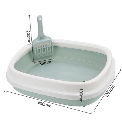 Katzentoilette Haustiertoilette Nachttopf Kätzchen Hund Tablett mit Schaufel 1 Set Exkrementtraining Sandkisten Spritzschutz