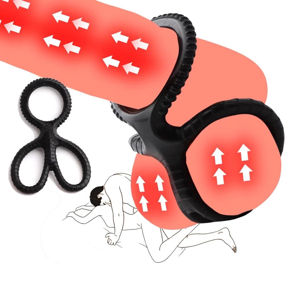 Liebhaber-Verschlussring, Sexspielzeug, Paar, weich, verzögerte Erektion, doppelter Penisring, Reibungsmassage, Stimulation