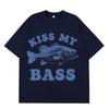 Retro Fishing T Shirt Kiss My Bass Funny Meme Tshirt Unisex Women Fashion Clothing T Shirt Summer Cotton Casual Harajuku Tshirts