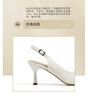 [Top layer silk cowhide] Spring and summer women's shoes with pointed toe, thin high-heeled heel, empty sole, back strap, half sandals for women