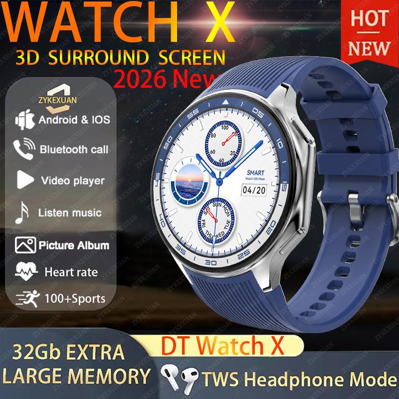 4G Memory DT Watch X Smart Watch Music Video Bluetooth Call IP68 Waterproof AMOLED Smartwatch For TWS Earphones New For OPPO 4GB DT WATCH X