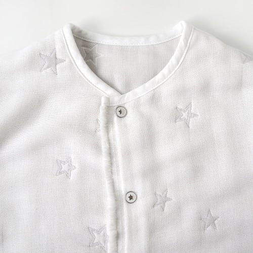 10mois Fluffy Gauze  6-layer Gauze  2way Baby Sleeper with Sleeves, 100% Cotton, White, Length 58cm, for Newborns To Around 3 Years Old