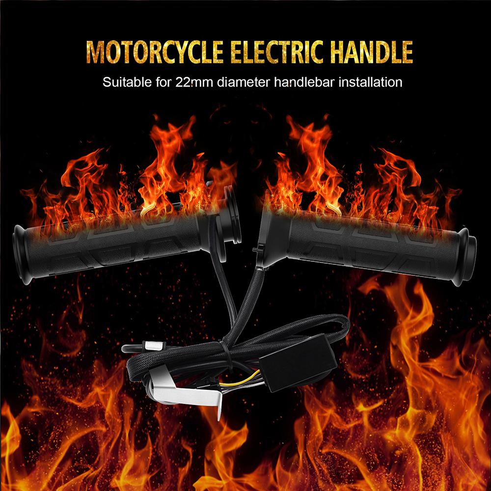 Winter Motorcycle Hand Heated Grips Electric Molded Grip Scooter Moped Bar Hand Warmer 22mm Motocross Adjustable Hot Grip Handle