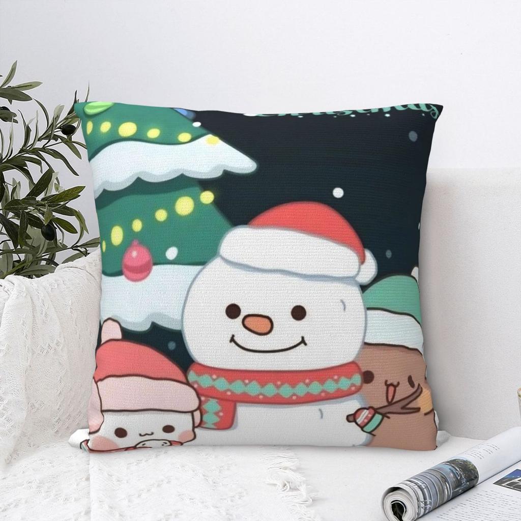 Cartoon Cute Bubu Dudu Christmas Pillowcase Printed Polyester Cushion Cover Decorative Throw Pillow Case Cover Home Square 45X45
