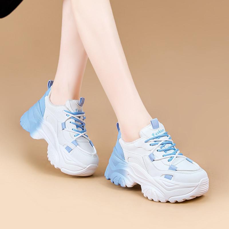 

Женские роскошные модные трендовые универсальные кроссовки для бега на весну и осень, белая толстая подошва, универсальные повседневные спортивные туфли 5 см 40