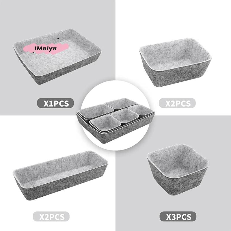 M-8Piece Seamless Felt Organizer Box Set Multipurpose Desktop Storage Bin For Stationery Crafts And Home Accessories