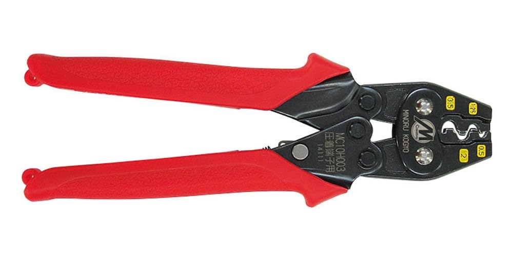 

Minoru Industrial M-Creative Crimping Tool, Crimping Pliers (for bare crimp terminals and sleeves), 0.5, 1.25, 2, 3.5, Compact, MC10H003