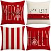 Christmas Pillowcase Pillowcase Christmas Tree Snowflake Element Letter Stripe Print Pillowcase Festive Atmosphere Cushion