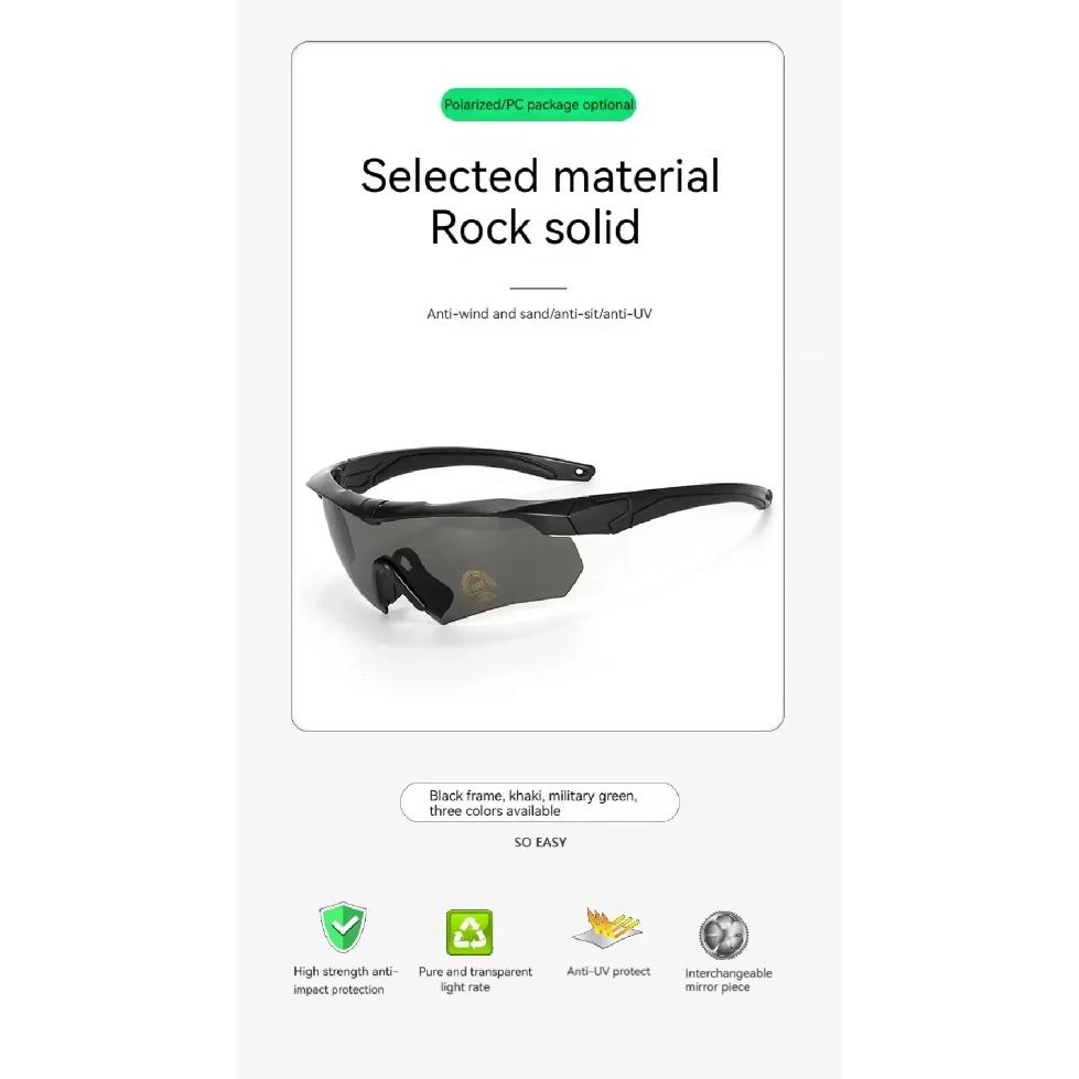 Taktische Brille CS Airsoft Winddicht Armee Schießen Polarisierte Brille HD 3 Linsen Motorrad Radfahren Outdoor Sichere Brille