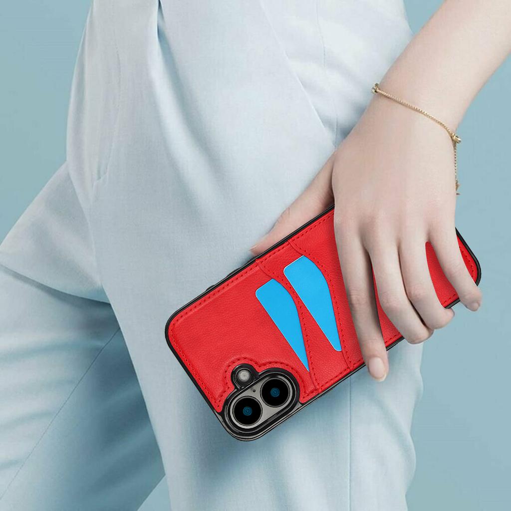 For iPhone 16 Case Card Slot Slim-Fit PU+TPU Mobile Cover