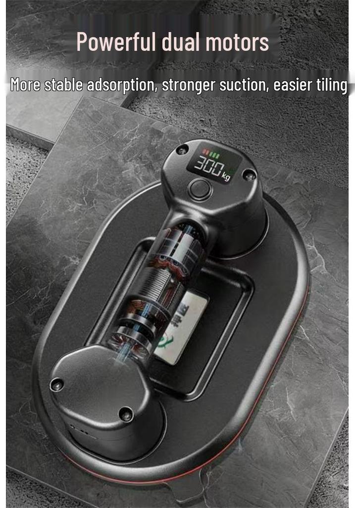 Dual Motor Electric Vacuum Suction Cup with Digital Display for Heavy Duty Tile and Glass Handling