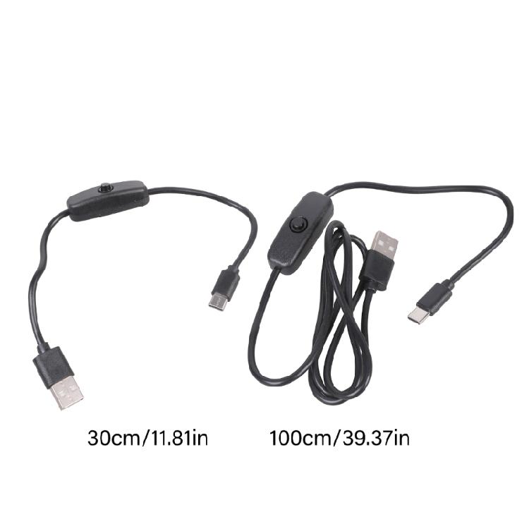 Long USB To Type C Charging Cable with Power Switches Plastic Texture for Charging Phones Fan Light and More Gadgets