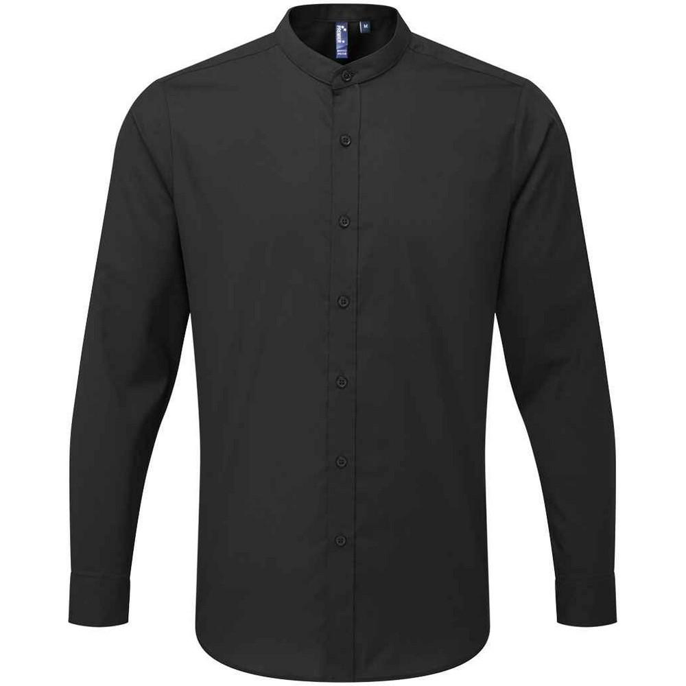 Premier Mens Banded Collared Long-Sleeved Shirt