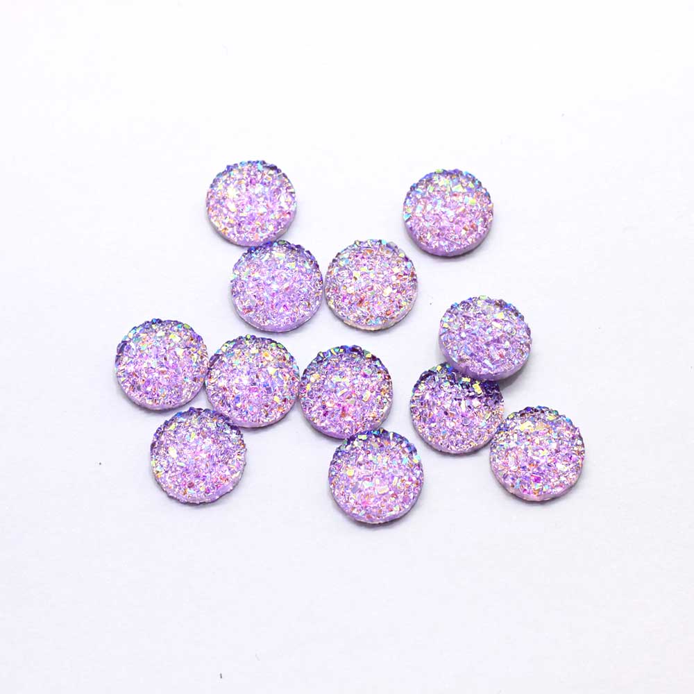 12MM Resin Flat Round AB Finish Cabochons Druzy Charms Flatback Colored Druzy Resin Cabochon Jewelry Making Supplier