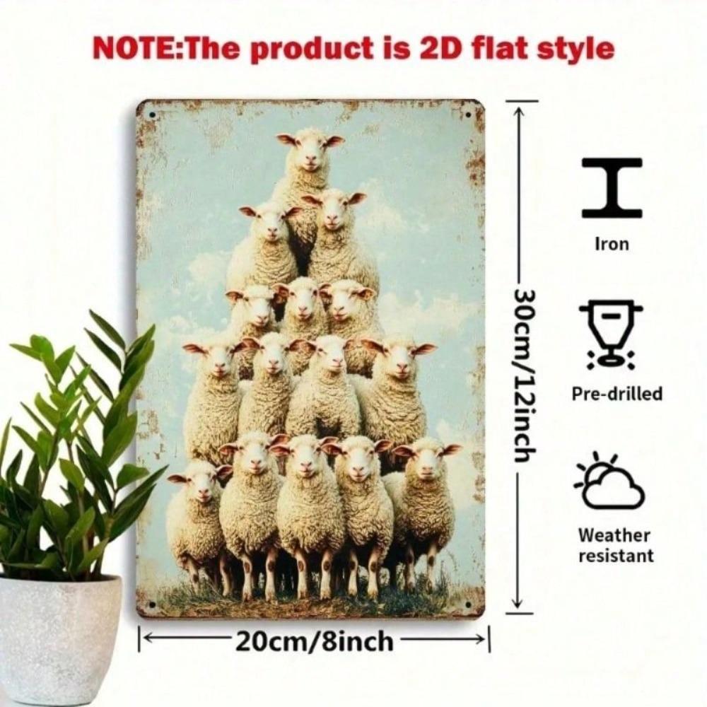 Vintage Sheep Metal Poster, Wall Art Decor for Living Room