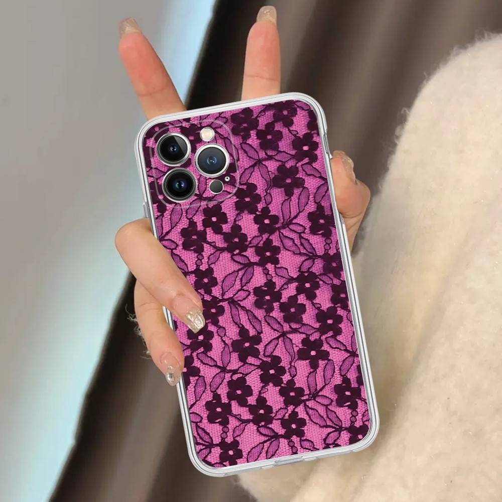 Lace Style Transparent Phone Case For IPhone 17 Air 16 Pro Max 15 14 13 12 11Plus Shockproof Cover