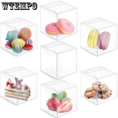 WTEMPO 20PCS Transparent Cube Gift Boxes Clear Plastic Favor Boxes Creative DIY Macaron Cupcake Chocolate Small Boxes Festival Event Party Supplies