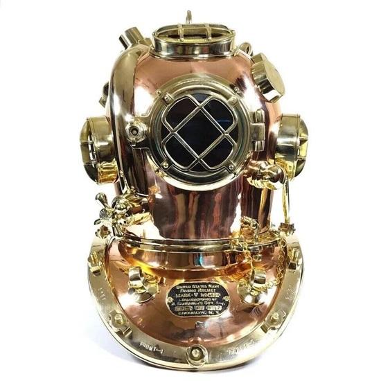 Copper Brass Diving Helmet 55.88 Cm Mark V US Navy Heavy  Diving Helmet