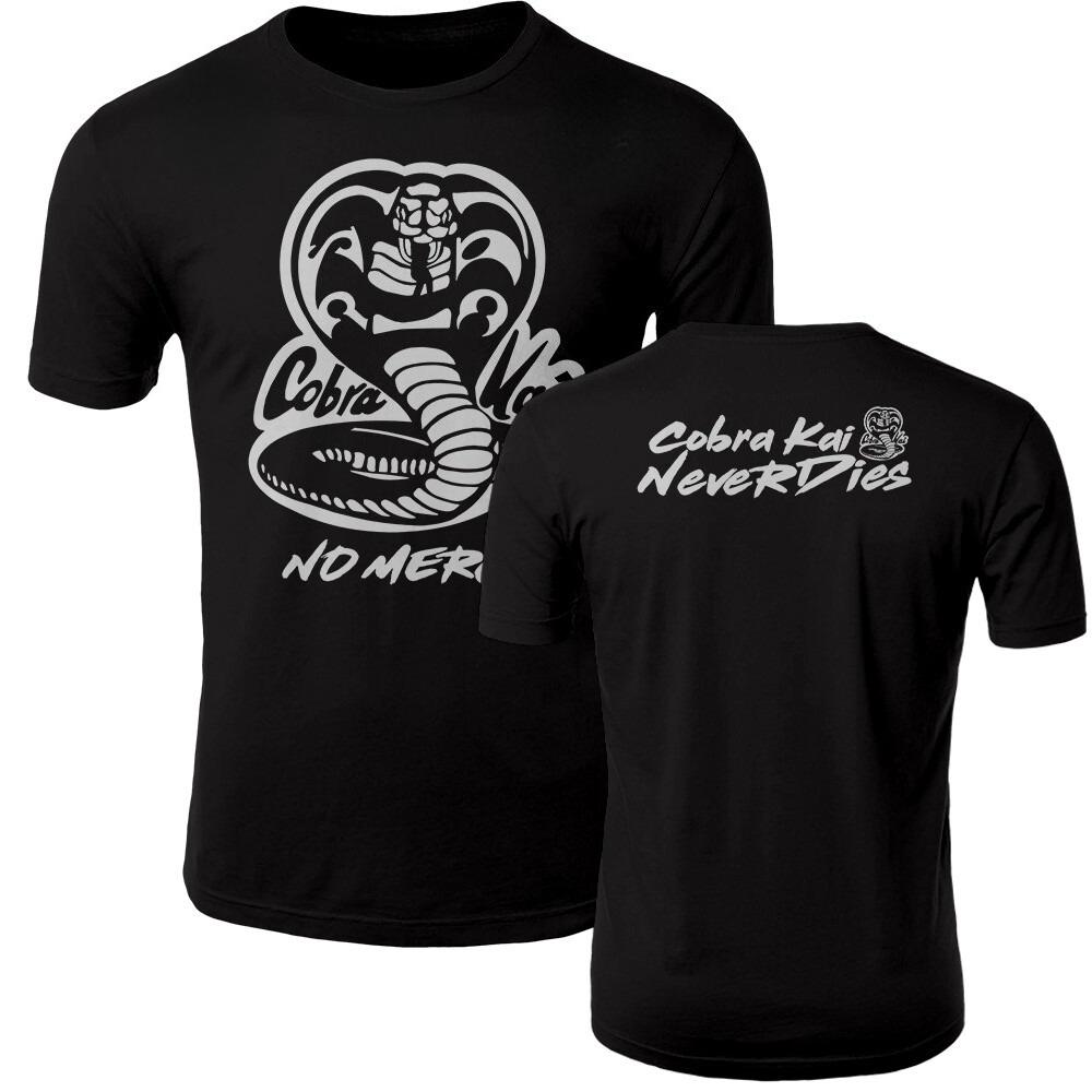 Men's Cotton Shirt New Cobra Kai Never Dies No Mercy Karate Kid Ufc Mma Shorts Sleeve Shirt Graphic T Shirts Vintage Streetwear