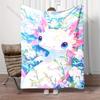 1PC Pink Axolotl with Flowers Print Adult Children Warm Blankets Home Travel Car Soft and Comfortable Suitable for All Seasons