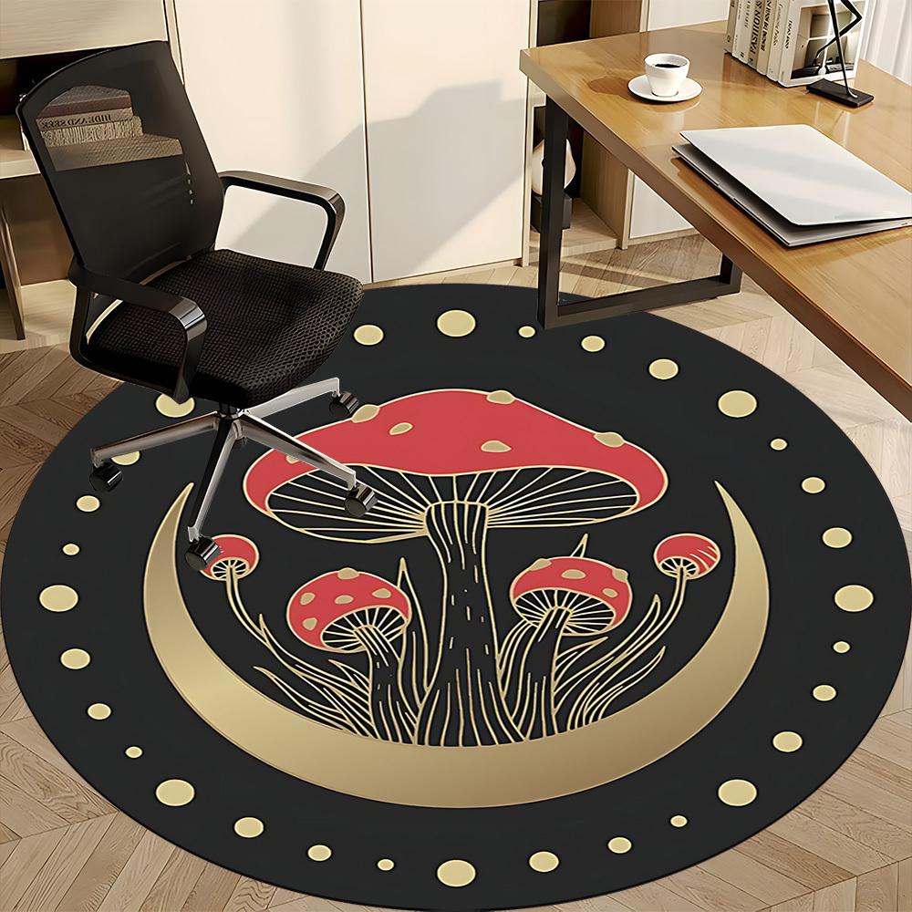 1pc Mushroom Fantasy Office Round Area Rug, Under Office Chairs Bedroom Living Room Home Decor, Room Deco, Available in Various Sizes