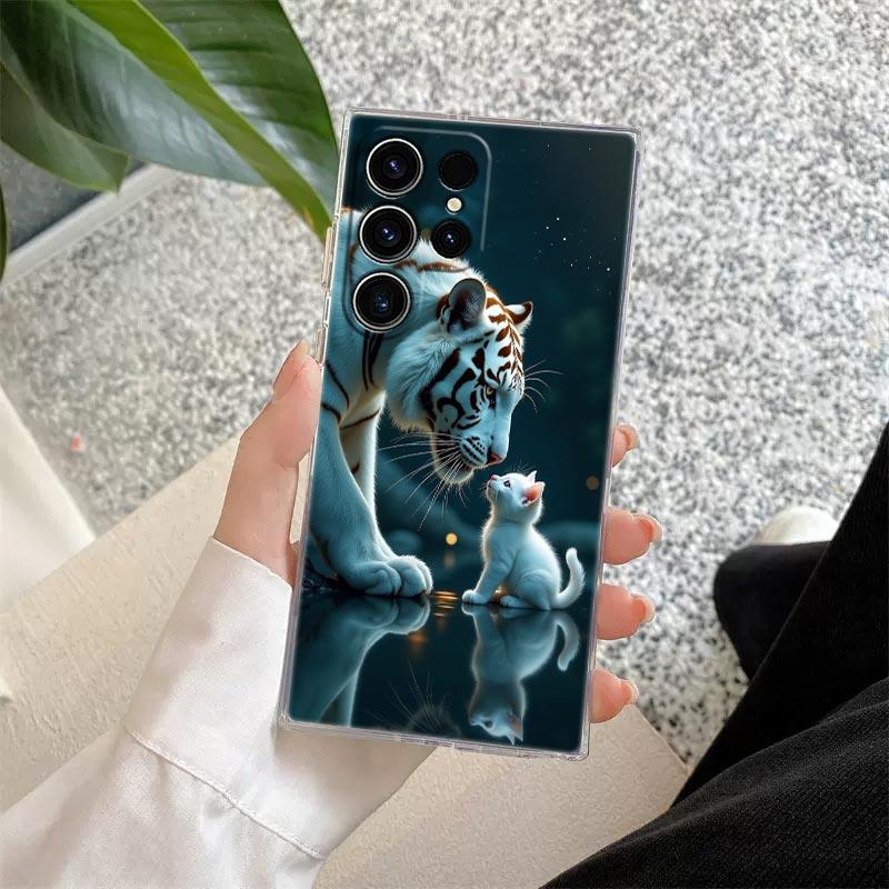 The Wolf Lion Cat Clear Case For Samsung Galaxy S26 S25 S24 S23 Ultra S20 S21 FE S22 Plus S26 Ultra S25FE 5G Soft Phone Cover