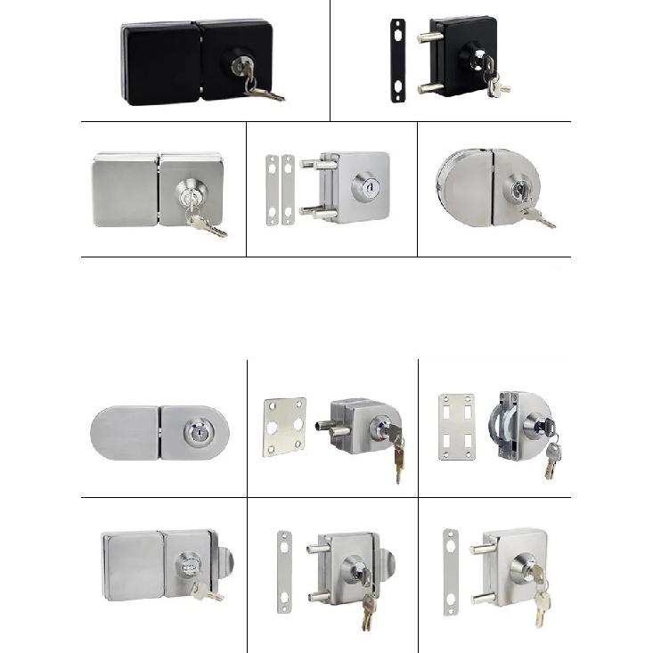 Klemvrije Glazen Deursloten Roestvrij Staal Cilindrisch Slot Frameloze Glazen Deur Hardware Kantoor Beveiligingsdeurslot