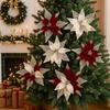 Flocking Christmas Poinsettia 29cm Christmas Tree Wreath Xmas Tree Ornaments  Home Decoration