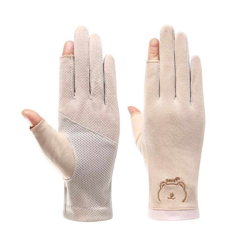 Women's Thin Cotton Fingerless Gloves: UV Protection, Non-Slip for Driving, Cycling, Tea Picking, Breathable Summer Wear