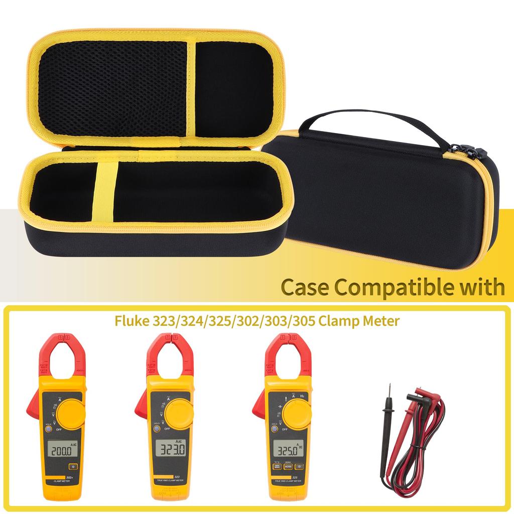 Peyyargo Storage Case Compatible with Fluke 323/324/325/302/303/305 Digital Clamp Meters/Multimeters (Black + Yellow)