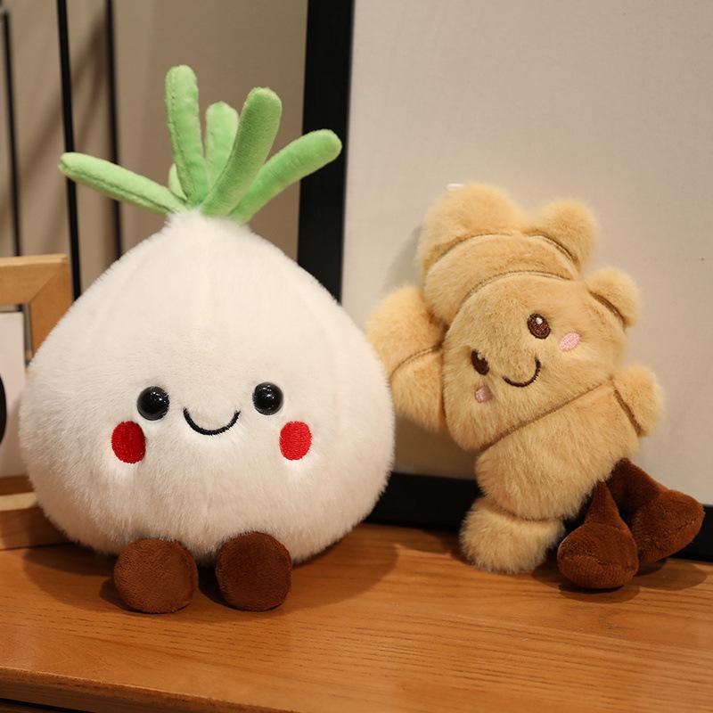 Funny Vegetable Elf Plush Toy: Garlic, Ginger, Onion & Melon Figures