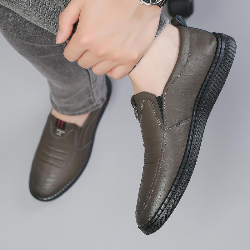 Leather shoes men's 2025 new casual shoes business men's shoes one pedal spring and autumn middle-aged father non-slip loafer shoes men