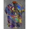3D Digital Printing Image of Linen Short Sleeved Shirt, Designed for Men's Party Atmosphere, Casual Style, Retro Men's Shirt